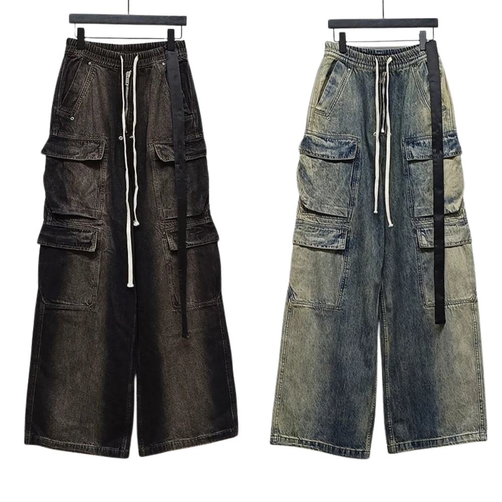 Washed Distressed Straight-Leg Denim 